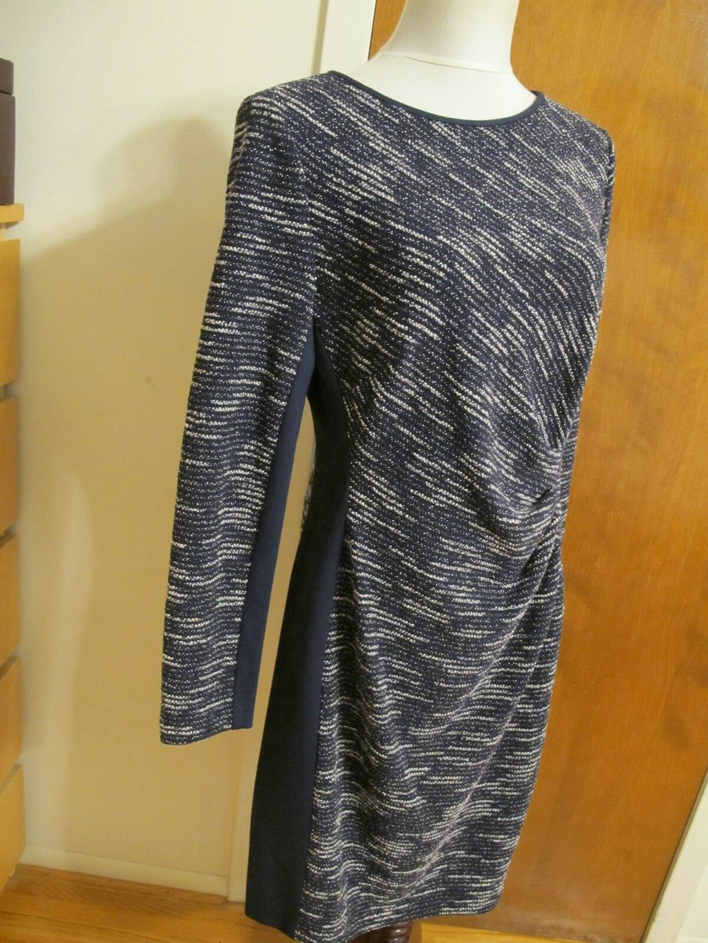 Ralph Lauren Women’s Navy Gathered Long Sleeves Dress Size 14 