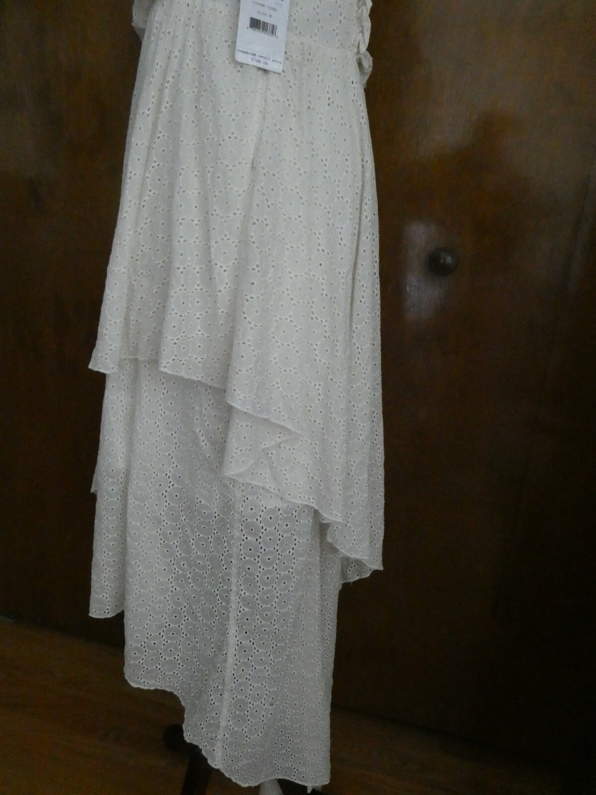 Free People women's cream eyelet embroidered crafted very soft cotton dress New
