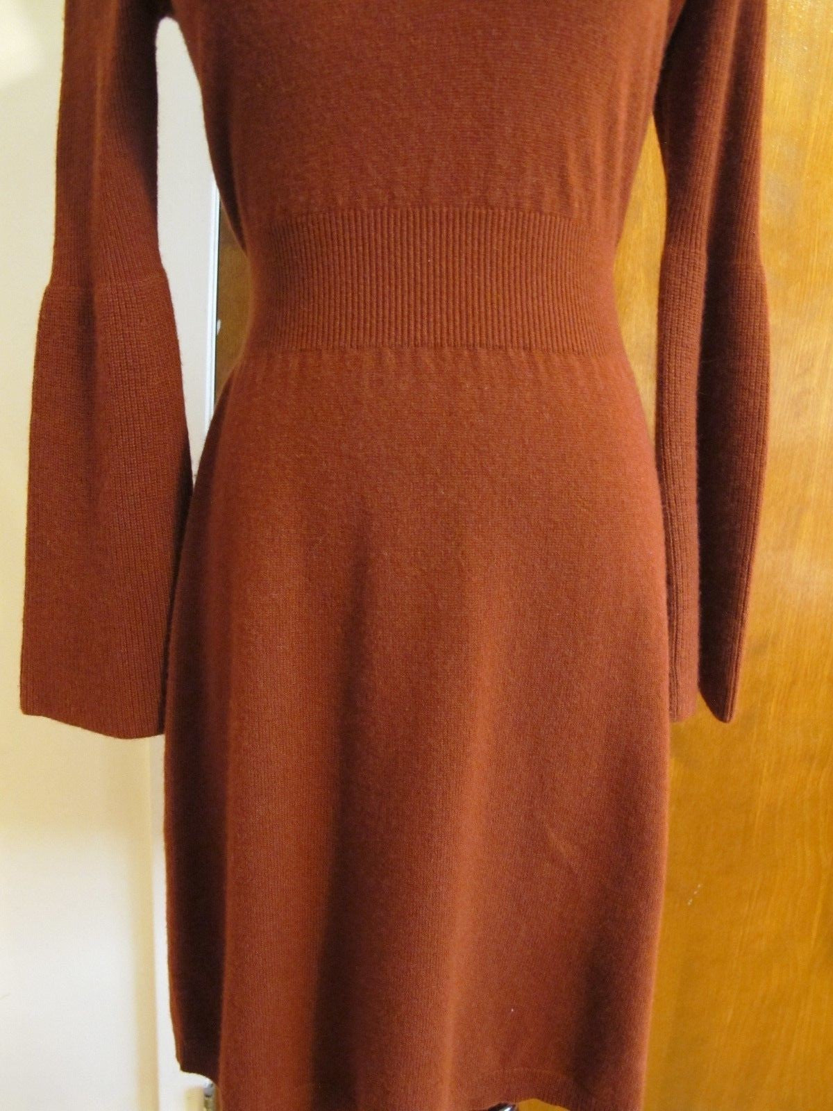 Bloomingdale Theory Women's Deep Red Oak Super Soft Cashmere Dress Small