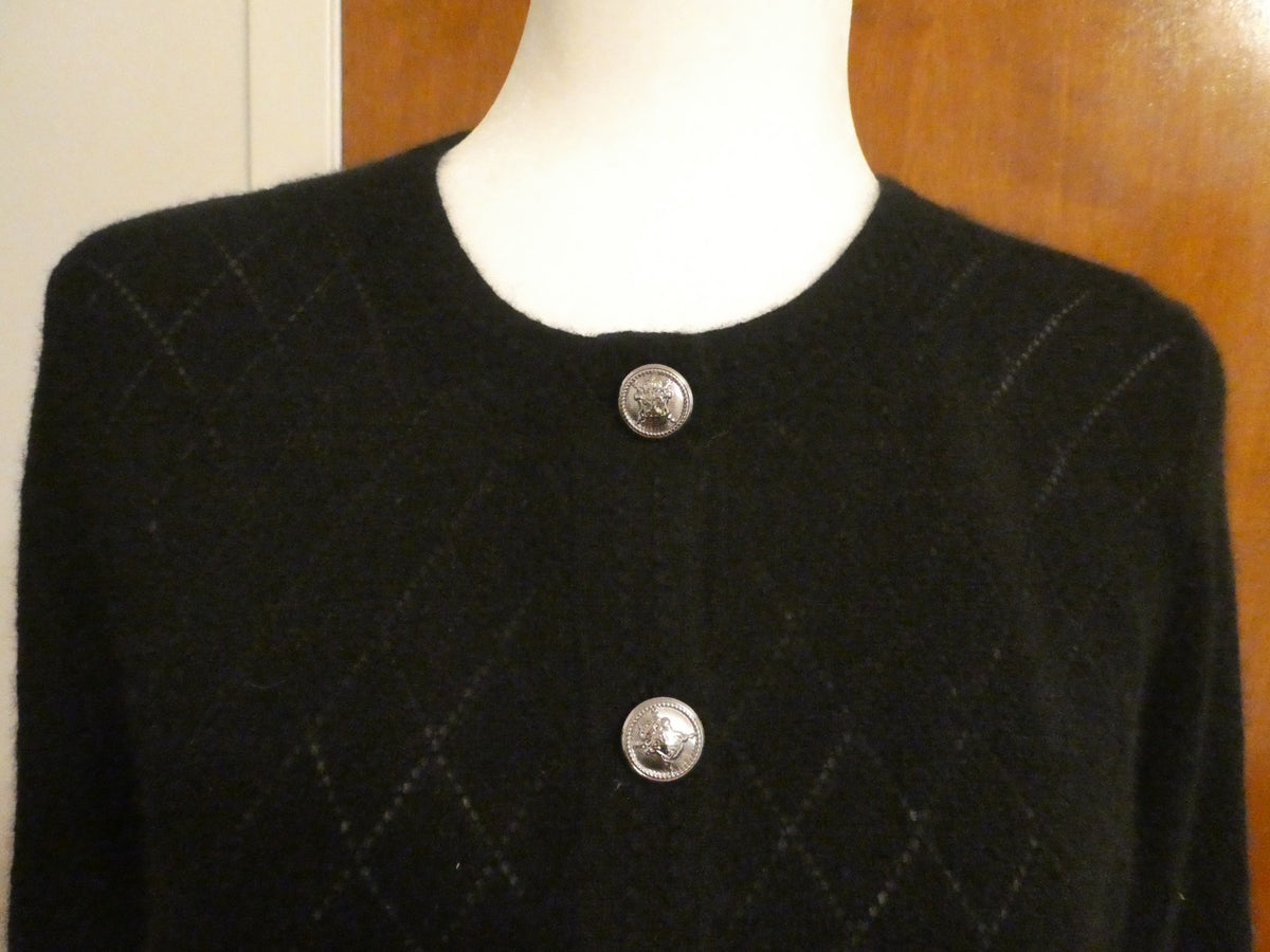 Bloomingdale's Black 2-Ply 100% Cashmere Cardigan Sweater Large NWT Soft Luxury