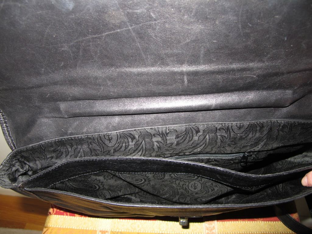 Dover Alto Estilo Women’s Black Soft Leather Briefcase Messenger Vintage Bag 