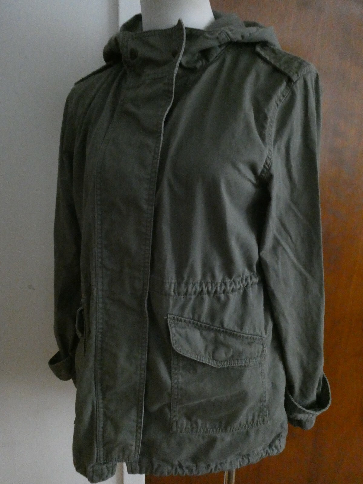 Forever 21 Women’s Olive/Khaki Cotton Hooded Coat Jacket Medium