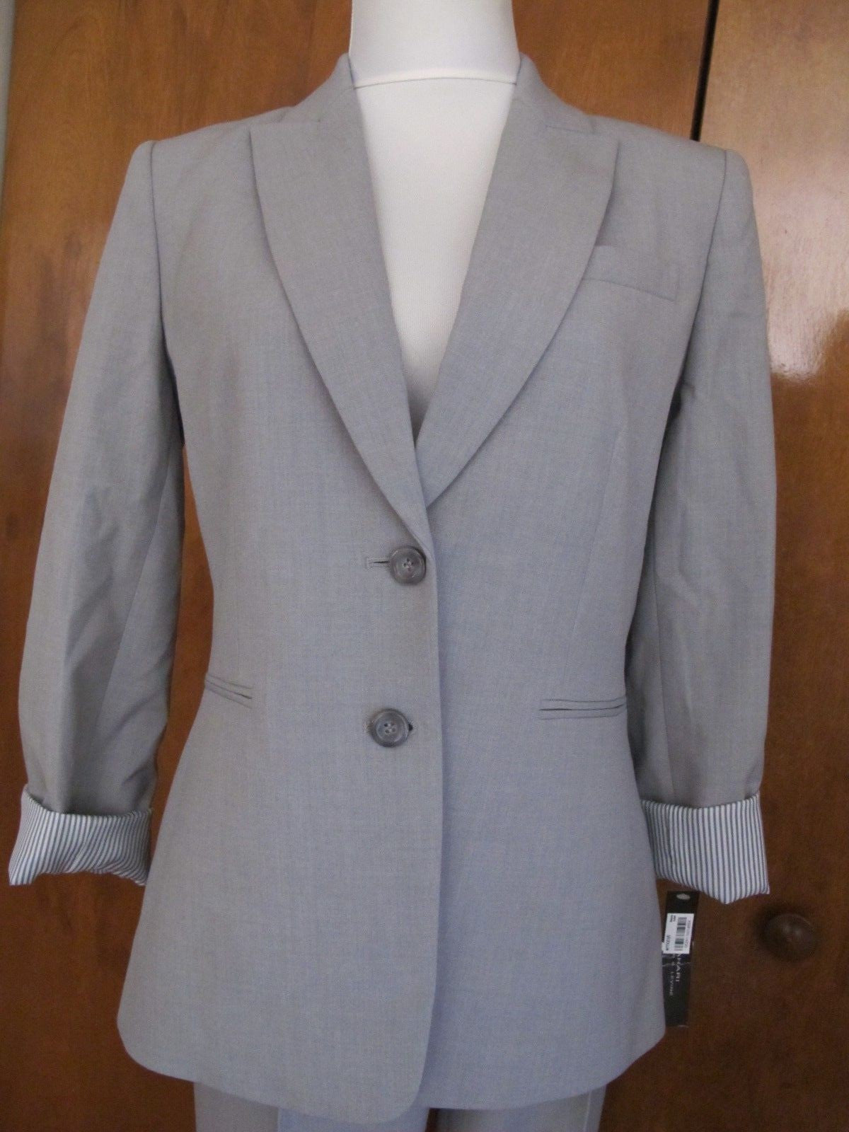 Tahari Asl Women’s Heather Gray Pant Suit Set New