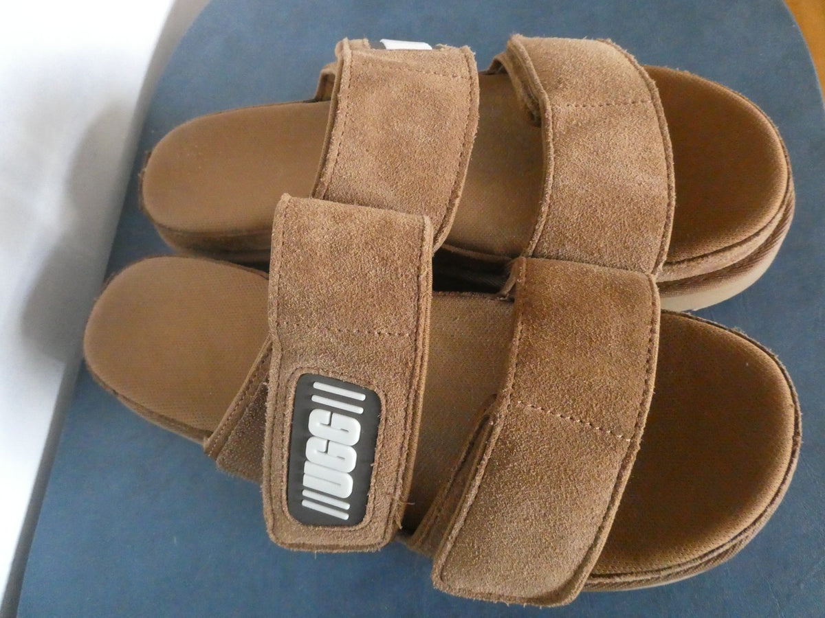 UGG Women’s Suede Slide Slippers Sandals Adjustable Straps Brown Size US 10