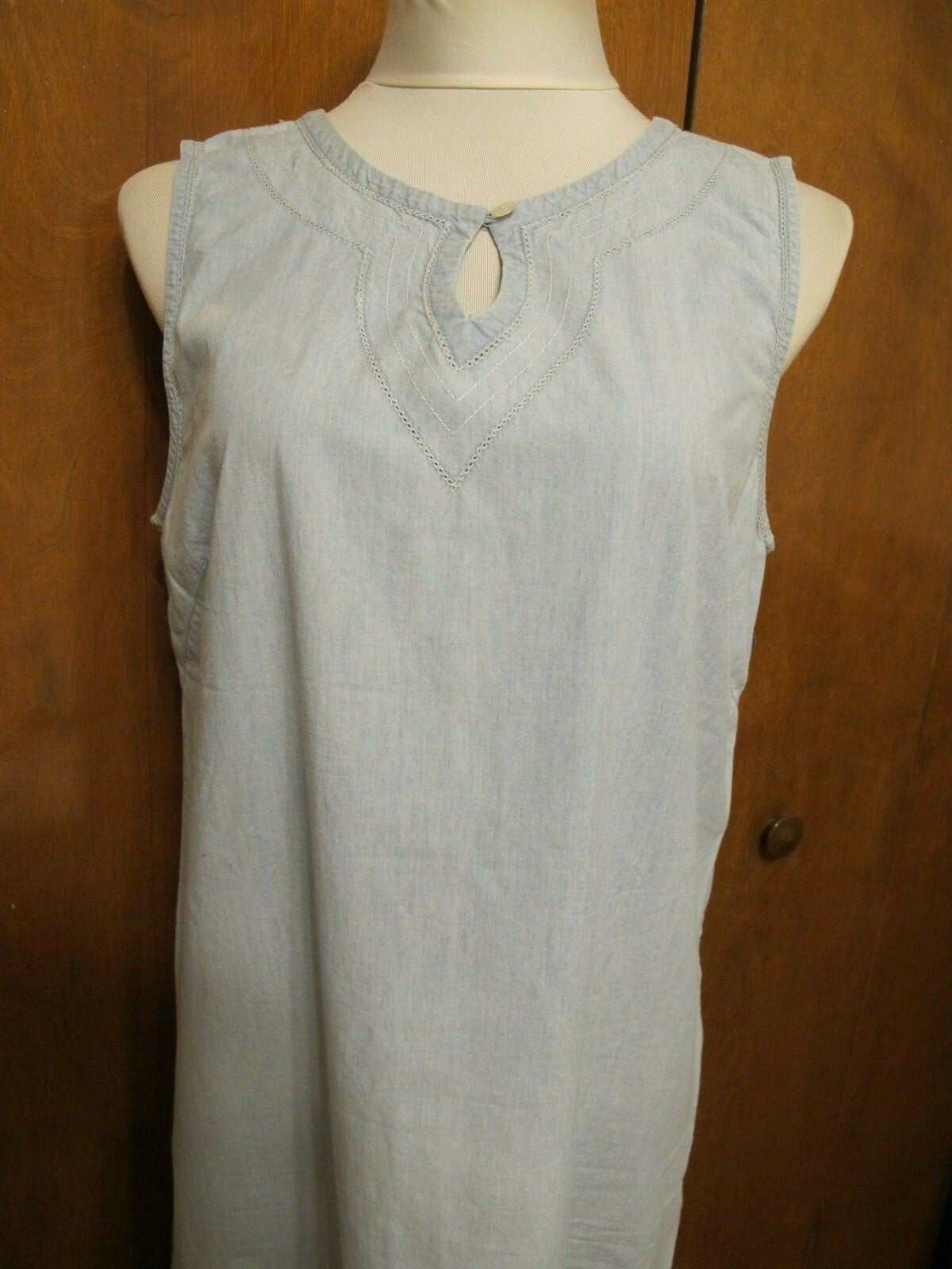 Liz Claiborne Women's Sky Blue Jean Long Dress Cotton size 14