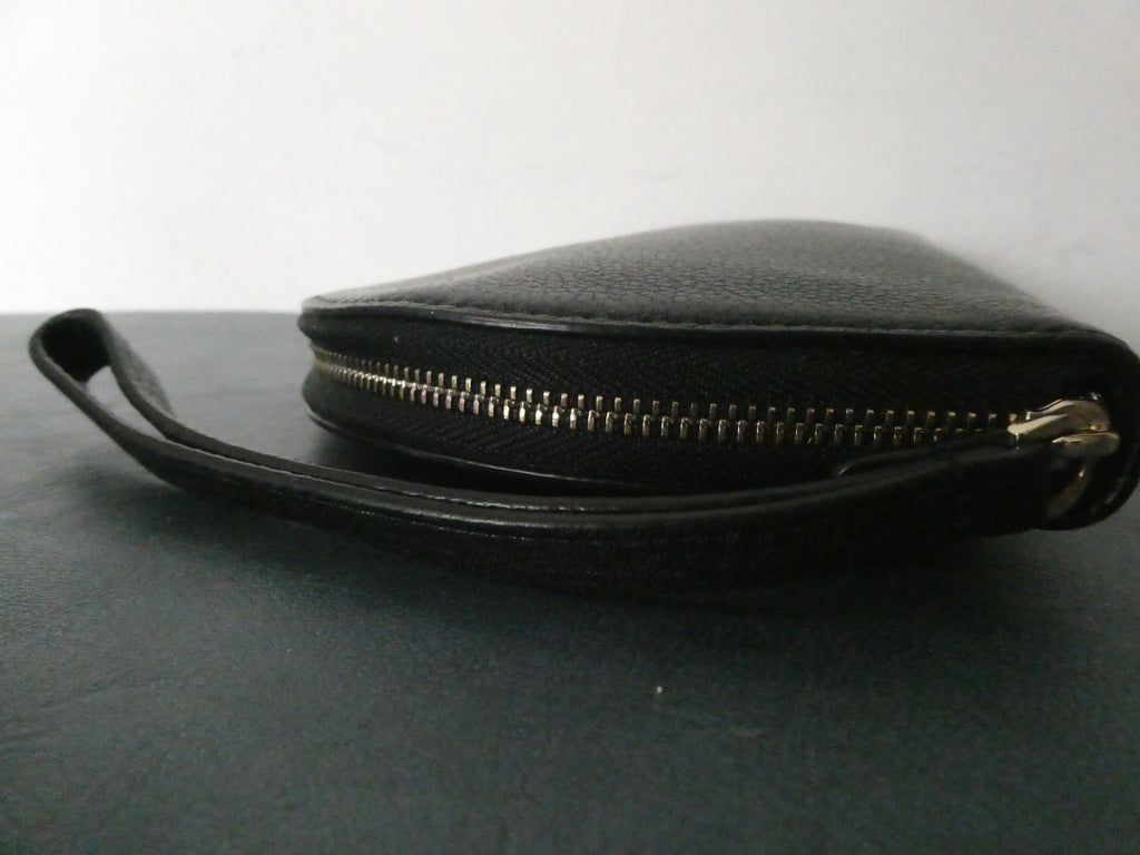 Kate Spade New York Black Pebbled Leather Wristlet Clutch Zip Pouch Wallet