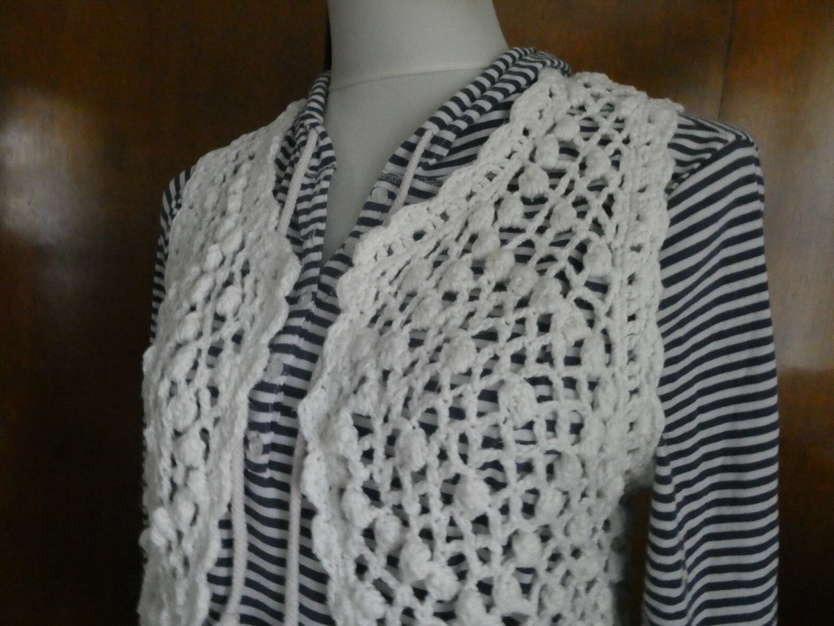 Juicy Couture women's crochet cotton/ white stylish open front cardigan Medium