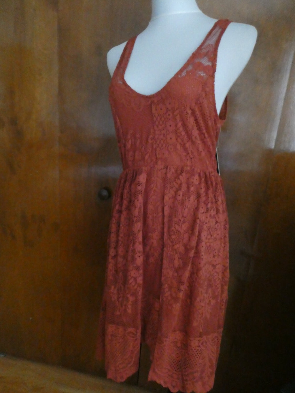 Free People women’s terracotta stylish lace crafted lined evening dress 12
