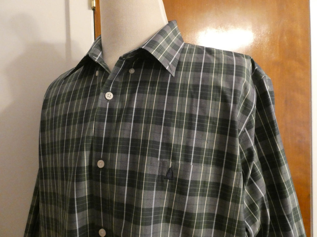 Nordstrom Men Shop Classic XXL Green Plaid Shirt Cotton Wrinkle-Free Classic Fit