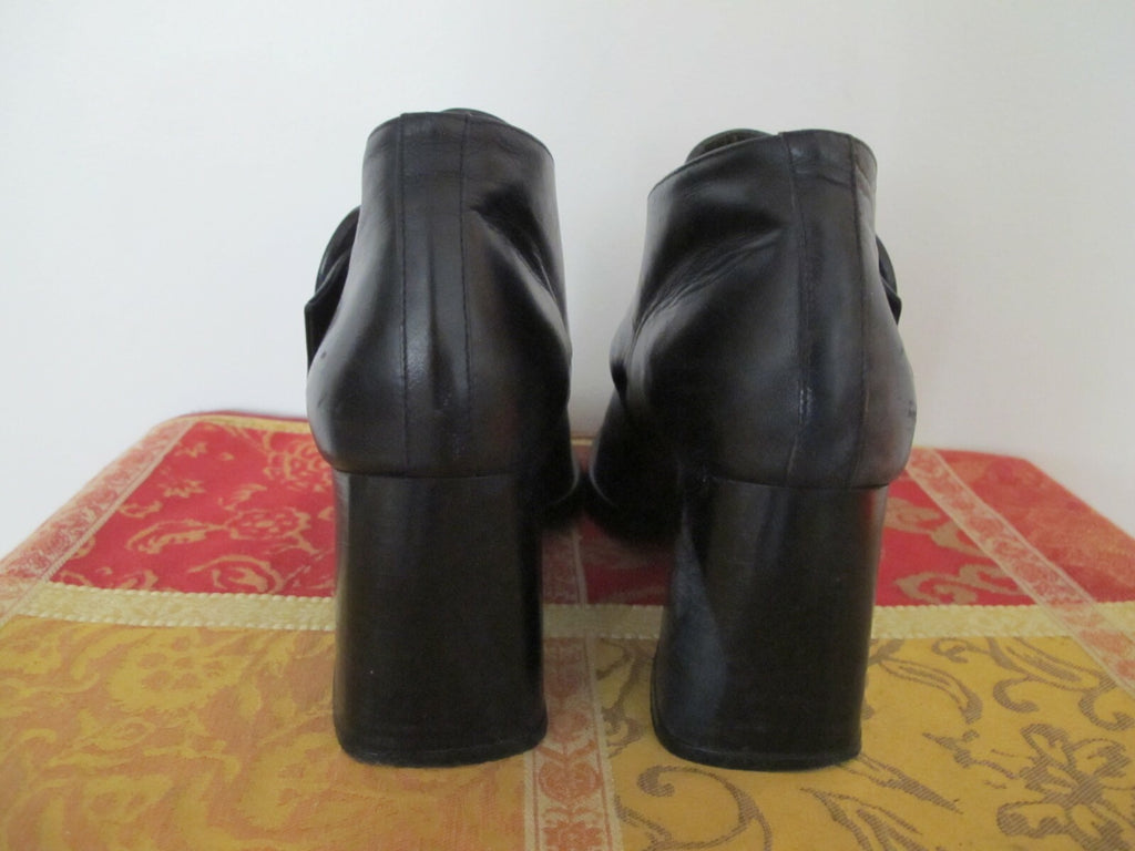 Marie Claire women’s ankle leather black block boots shoes heels size 38 Italy	