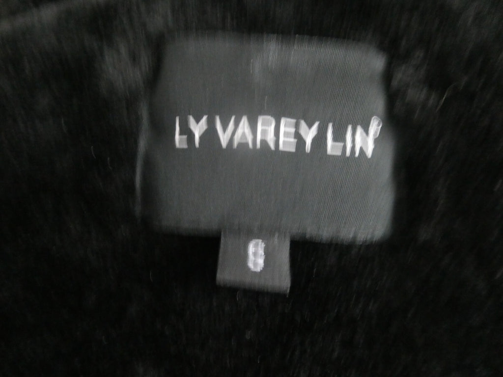 LY VAREY LIN Women's Black Faux Shearing Lined Warm Winter Moto Jacket Small
