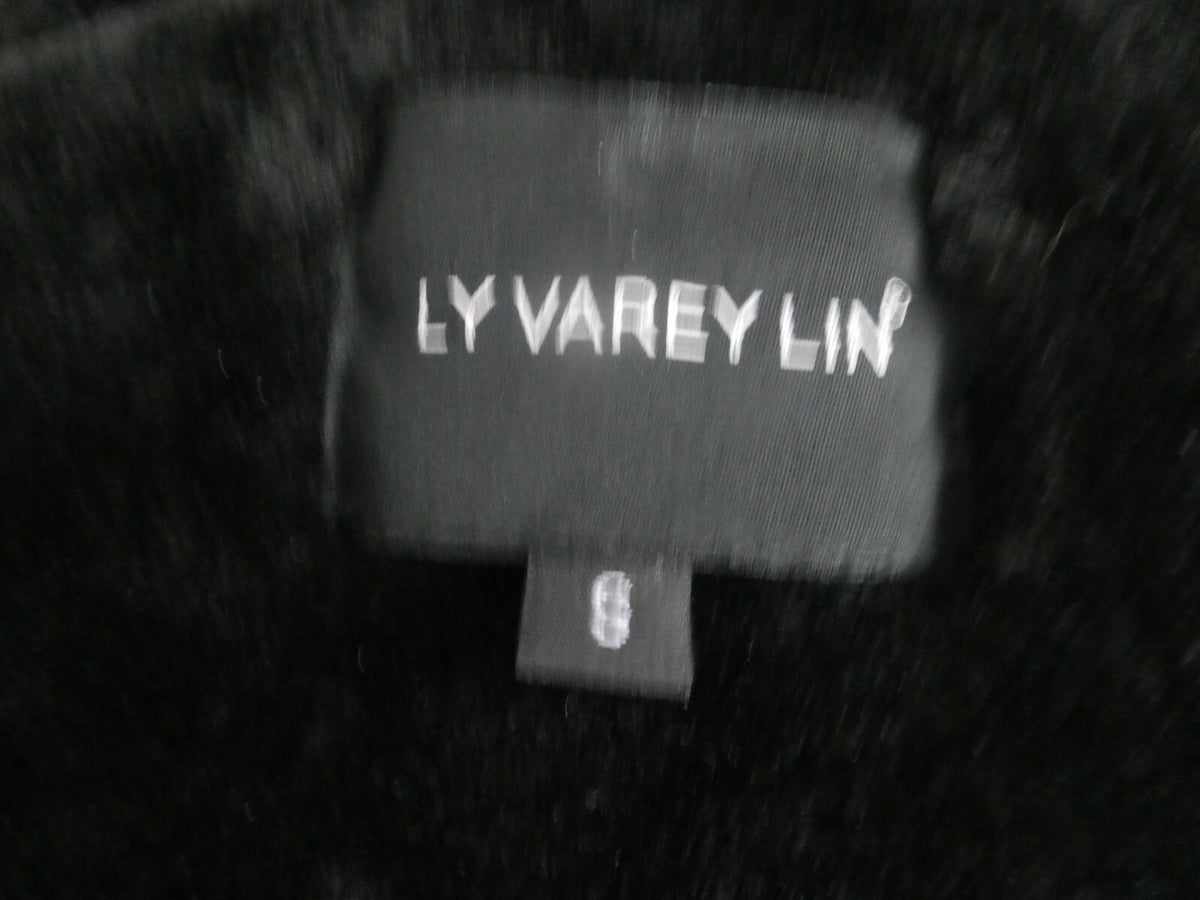 LY VAREY LIN Women's Black Faux Shearing Lined Warm Winter Moto Jacket Small