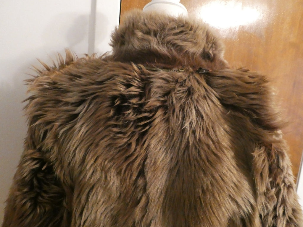 Authentic Andrew Marc New York women 100% shearling winter coat brown suede XS