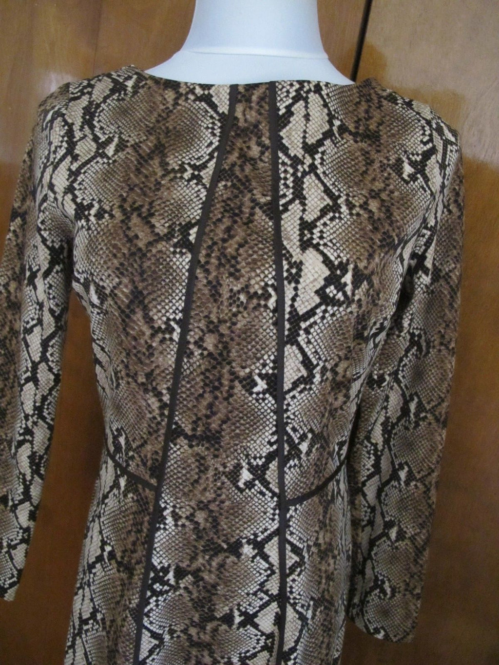 Michael Kors women’s caramel printed boat neck A-line dress 8P 
