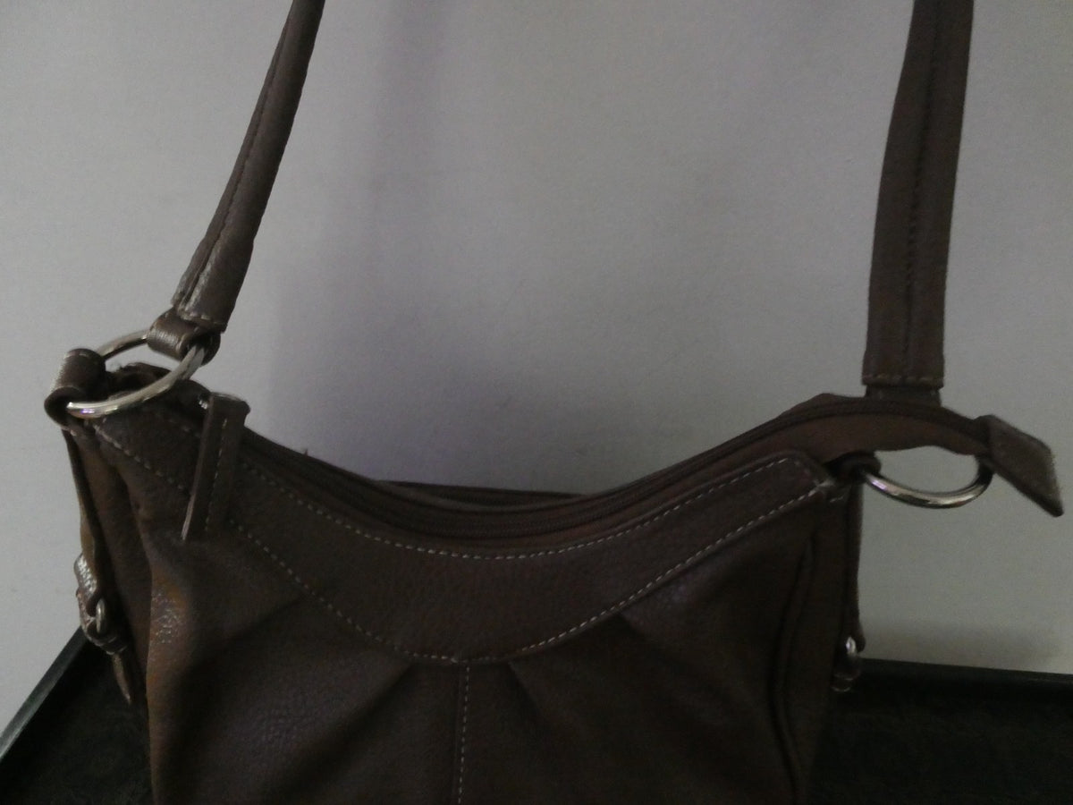 Women’s Brown Shoulder Bag Hobo Handbag Faux Leather 9”x8”x3” Pocket