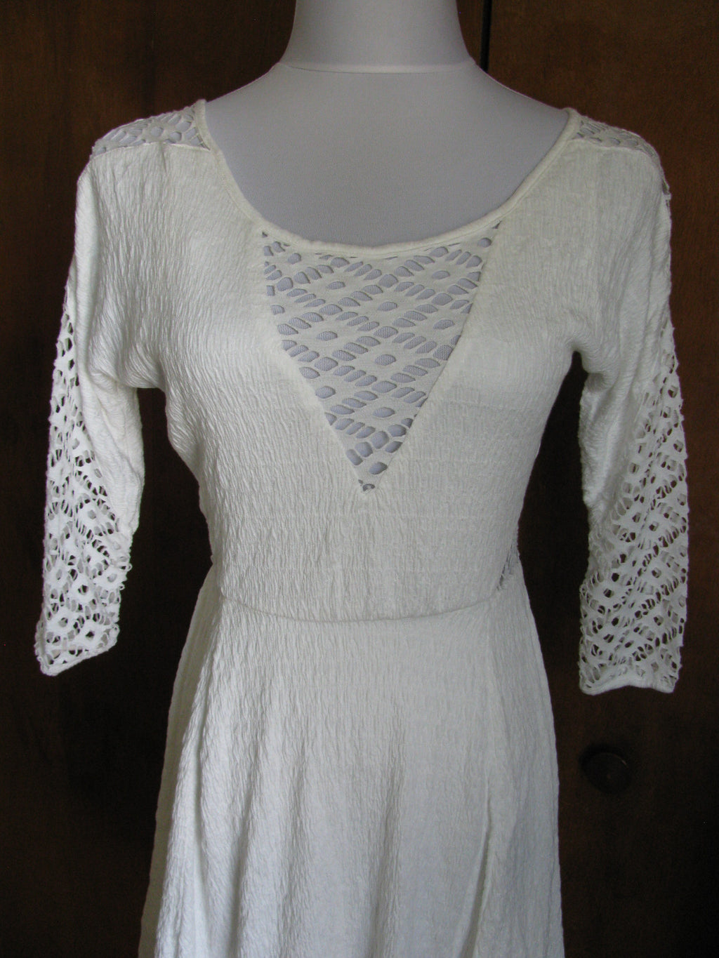 Free People womens snow lined crocheted soft rayon flare dress New