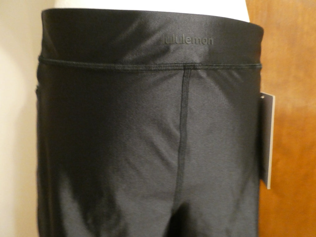 Lululemon Satin Shine Panelled HR Short 8" Wordmark Black Size 14 NWT