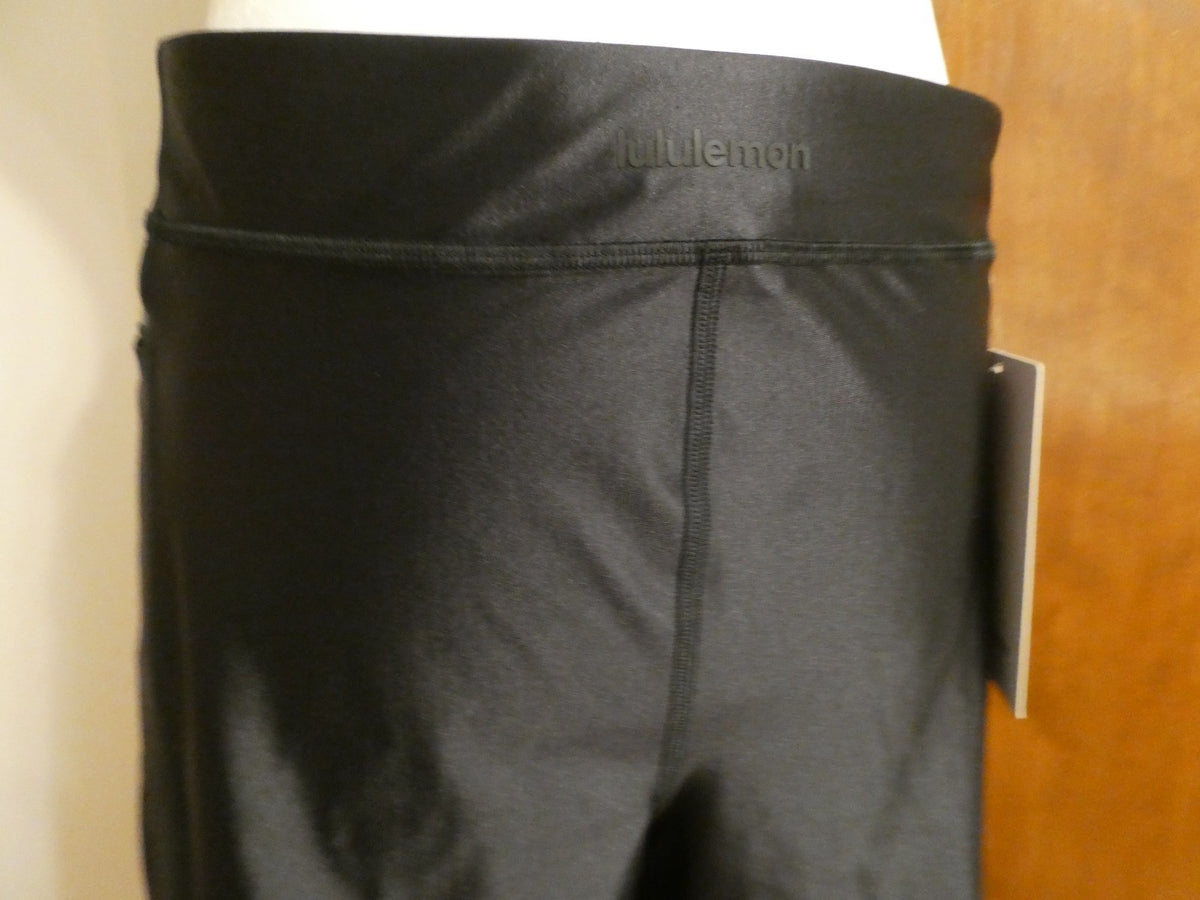 Lululemon Satin Shine Panelled HR Short 8" Wordmark Black Size 14 NWT