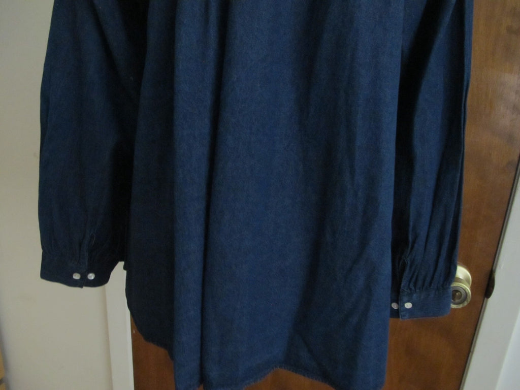 Anthropologie women's denim blue detailed embroidered A-line tunic top  New