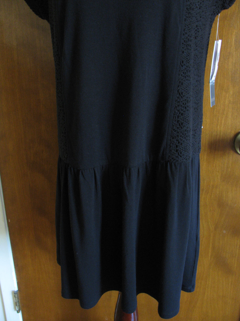 Kensie women’s black detailed crocheted insert dress Large
