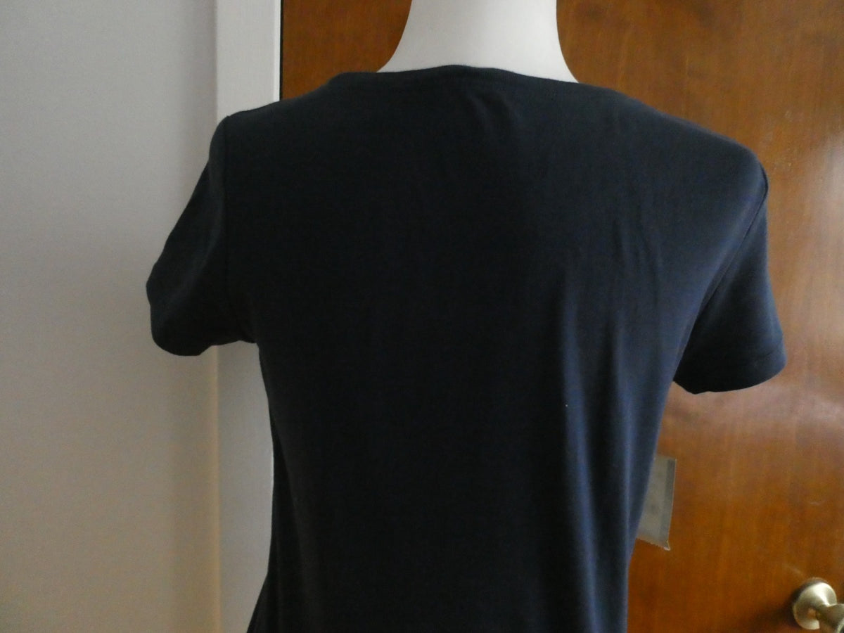 New York &Company women's soft cotton beaded navy top size Medium