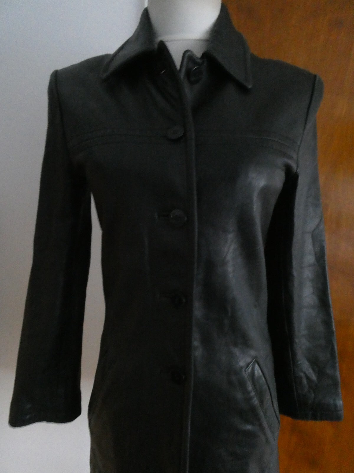 Kenneth Cole Reaction Women's Black Soft Leather Jacket/Coat P (XS)