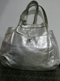 Hogan Women’s Silver Leather Hobo Shoulder Handbag Medium Italy