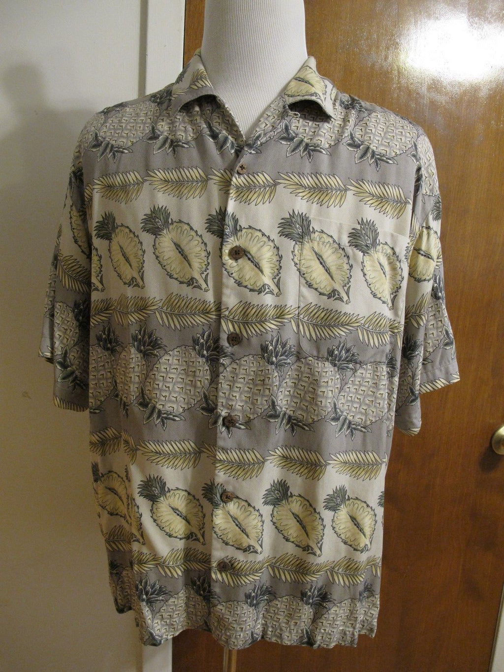 Tommy Bahama Mens Silk Multi Color Gray Bowling Camping Comfortable Shirt Large 