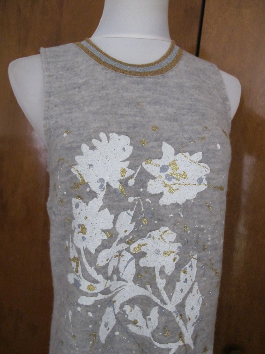 Anthropologie women's gray detailed dress Xsmall NWT runs big 
