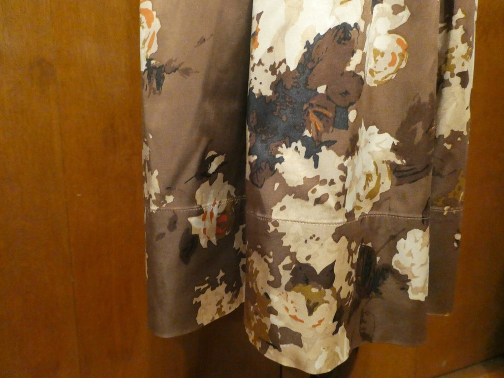 Talbots Women’s Floral Pleated Skirt Brown Cream Knee Length Size 6
