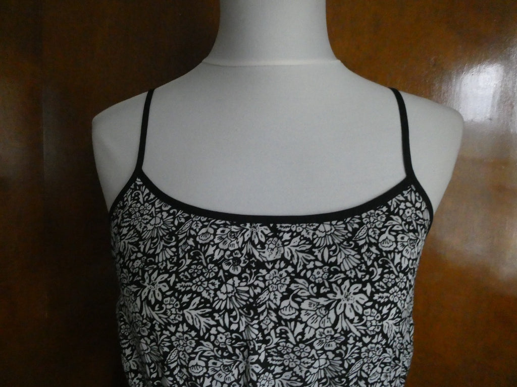 Maxi Dress Size S Black White Floral Sleeveless Elastic Waist LOFT Size Small