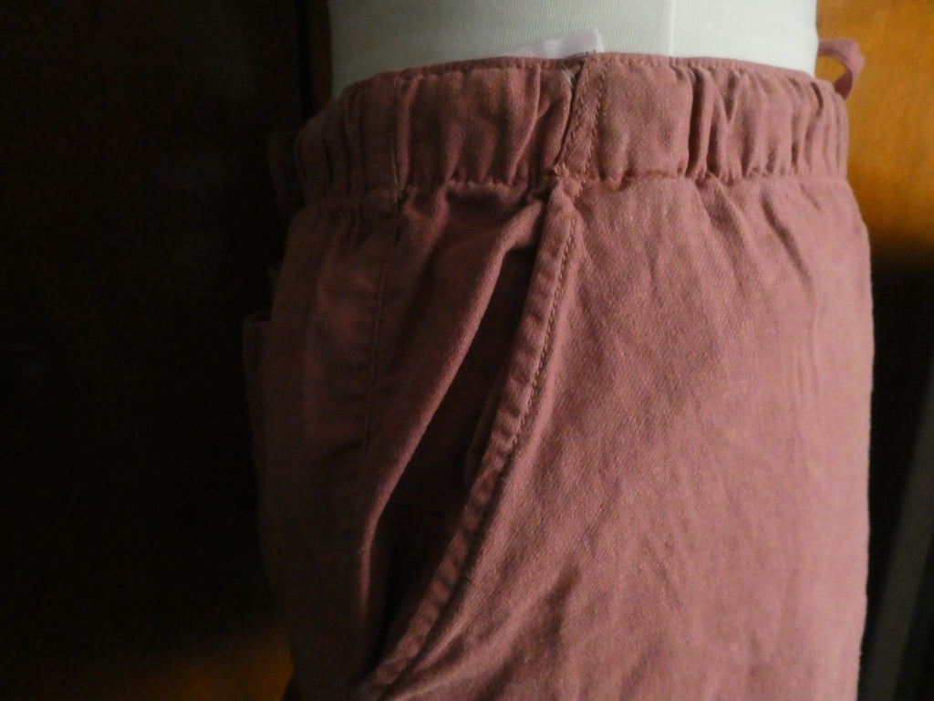 American Eagle Outfitters Women Linen Blend Ruffle Hem Shorts Mauve Pink XL $49
