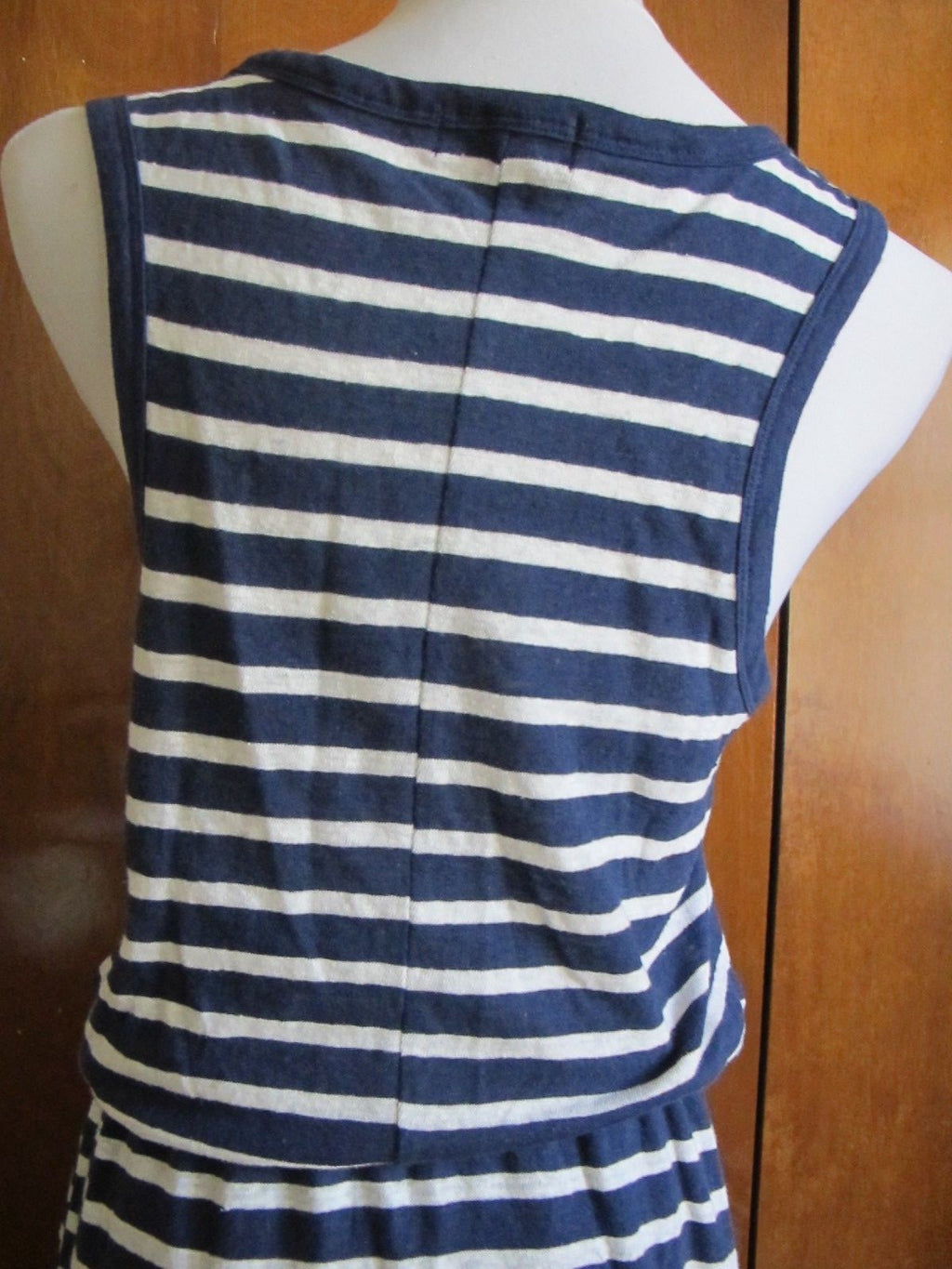 Gap women's blue white cotton linen stripped dress New
