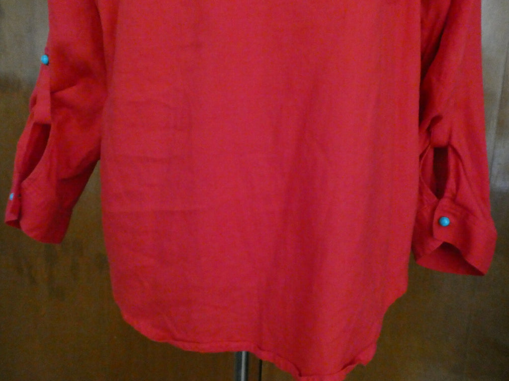 Jones New York Sport Woman 100% linen red long sleeves stylish top