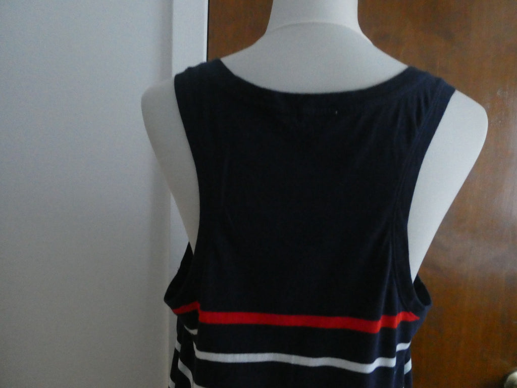 Gap Women’s Navy-Blue Striped Tank Top Red Stripe Sleeveless Cotton Large NWT