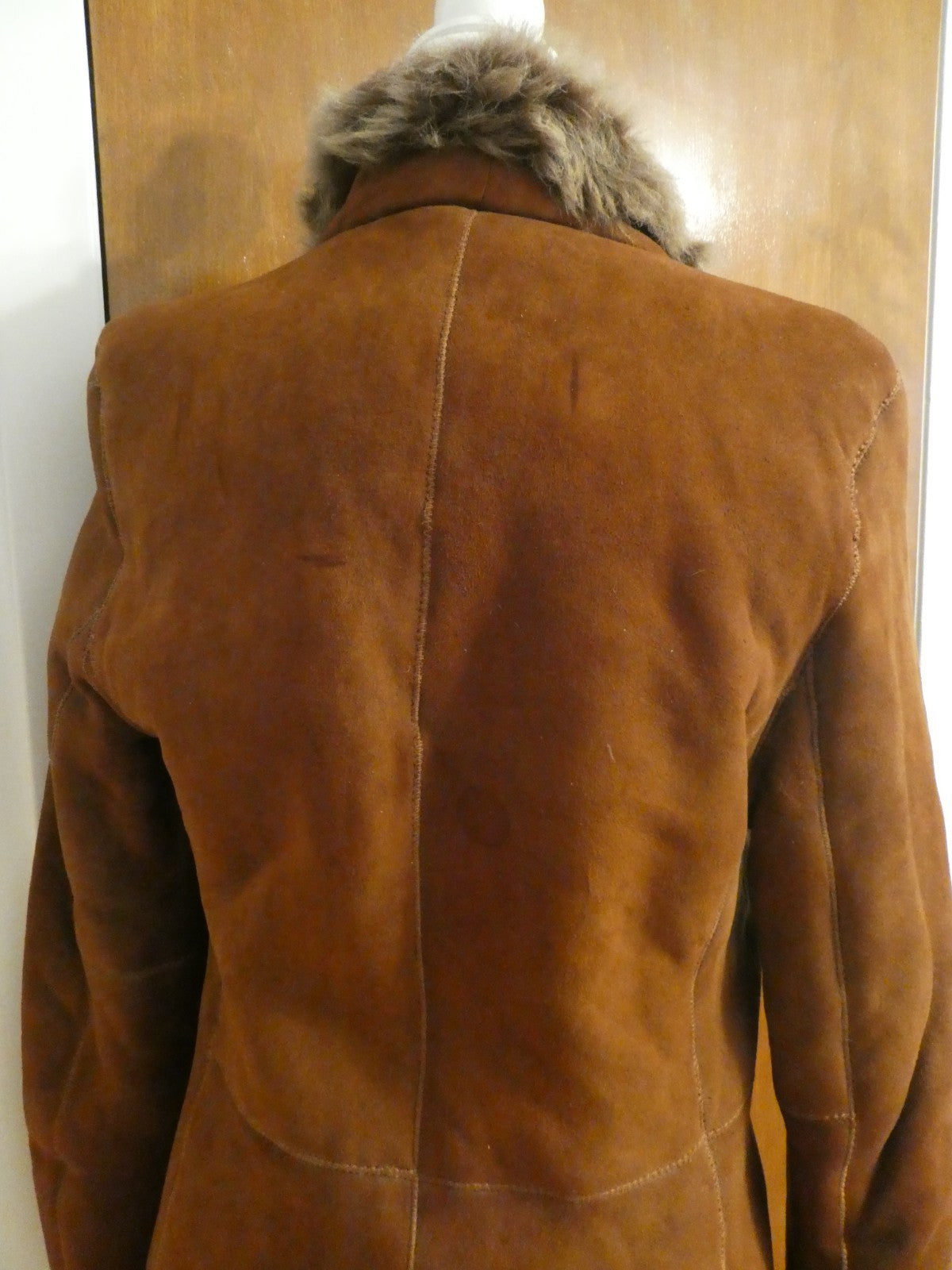 Authentic Andrew Marc New York women 100% shearling winter coat brown suede XS