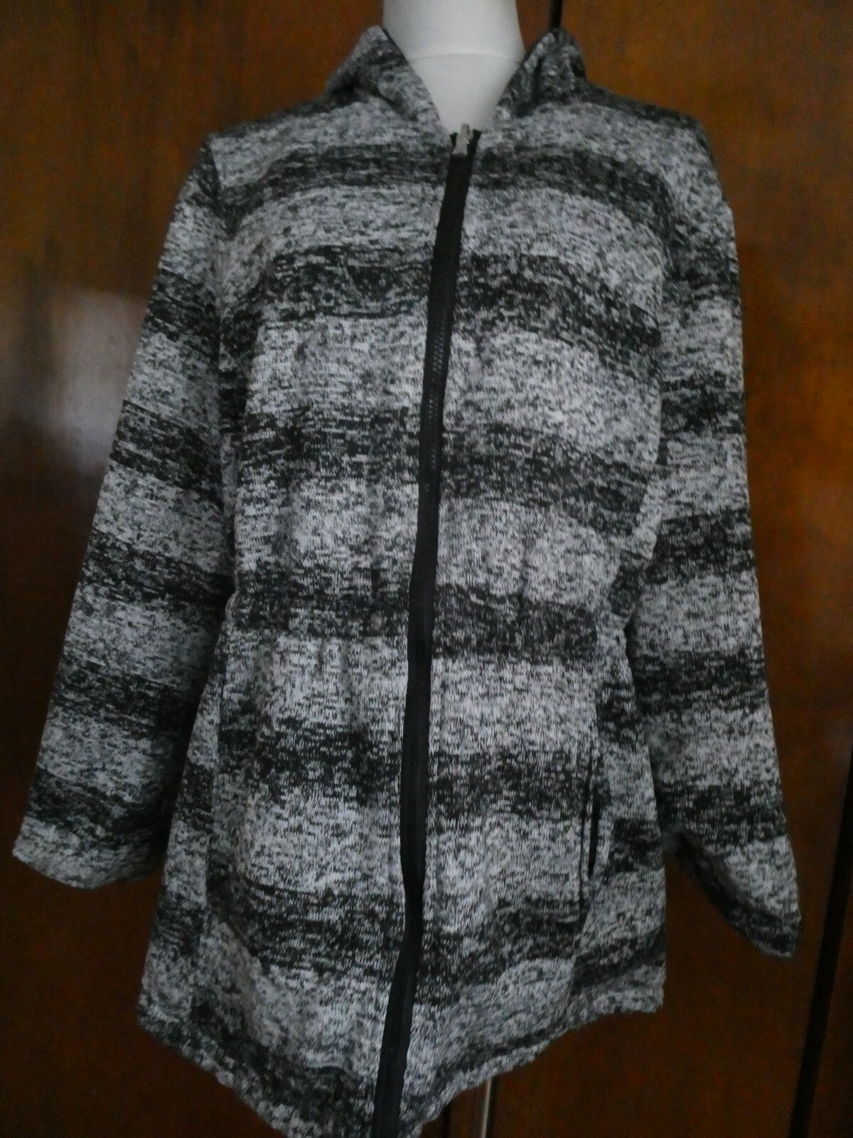 Avenue Women's Black/Multicolor Reversible Jacket Coat Size 18/20