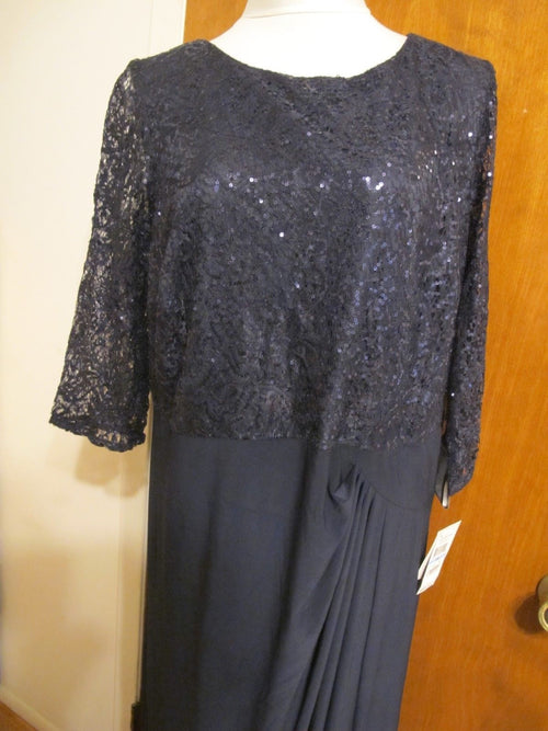 Alex evenings women’s navy maxi gathered evening dress size 20W 