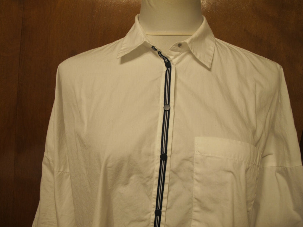 Zara Basic Collection women's white blouse top long sleeves Medium pre owned 