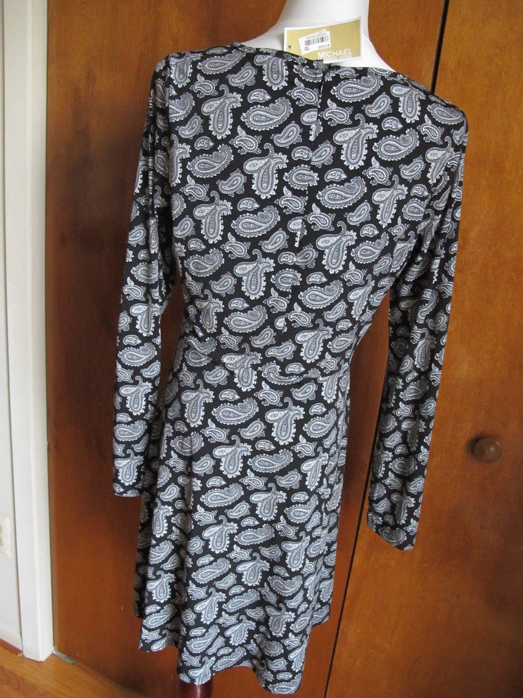 Michael Kors women’s printed multi color boat neck jersey A-line dress large 