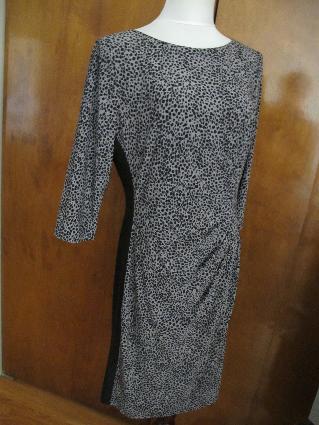 Ralph Lauren women's black gray gathered lined dress 16 