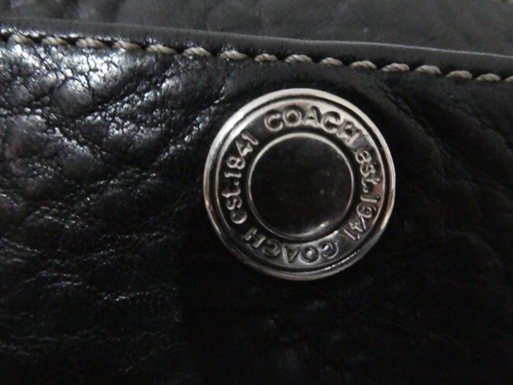Vintage large Coach Women Black leather wristlet wallet with Coach small scarf