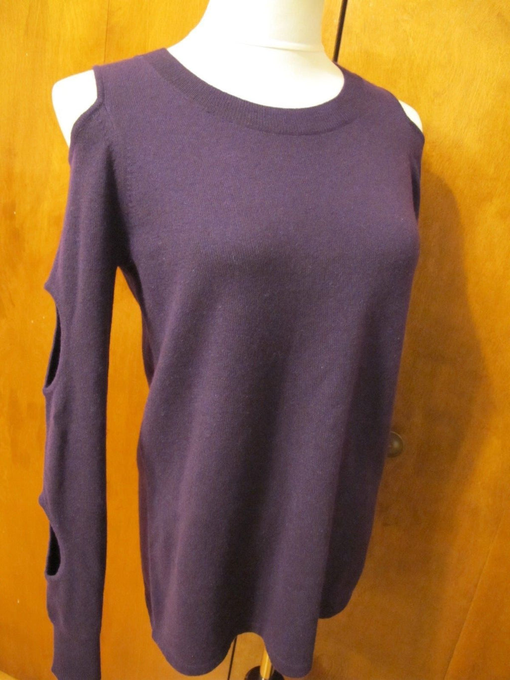 Bloomingdale Aqua Women's Purple Amethyst Cashmere Soft Cold-Shoulder Sweater