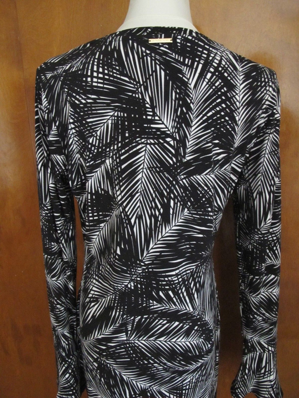 Michael Kors women’s black white jersey bell sleeves dress Large New
