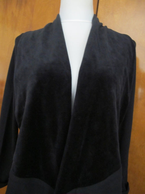 Adrienne Vittadini cardigan women's black flannel open front  Saks Off 5th Large