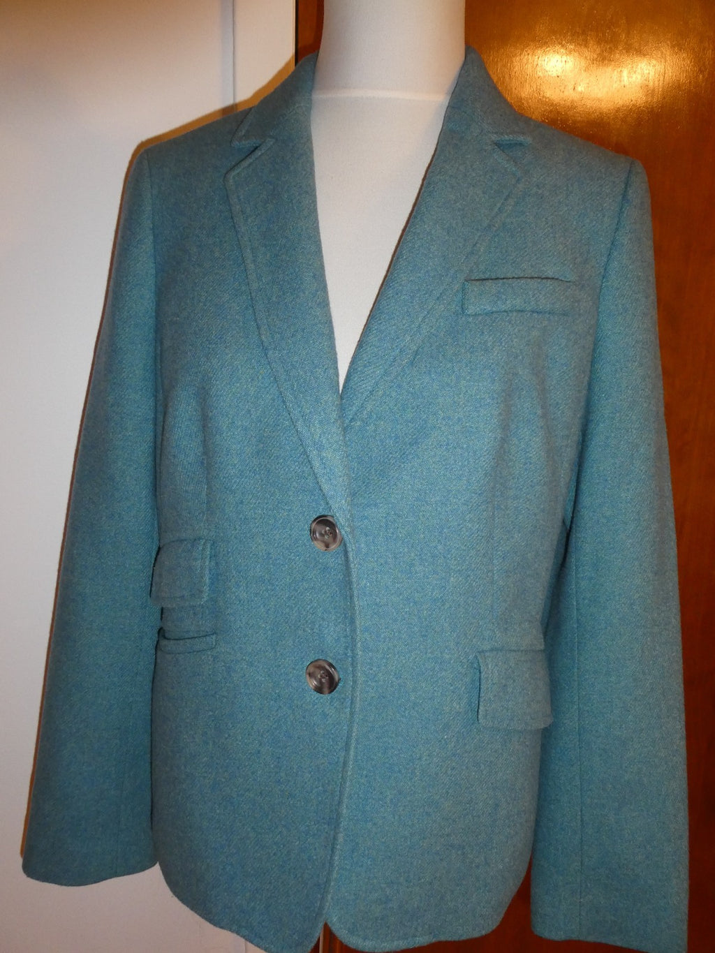 Talbots Women’s Blazer Size 8 Teal Wool Blend Career Business Jacket Lined