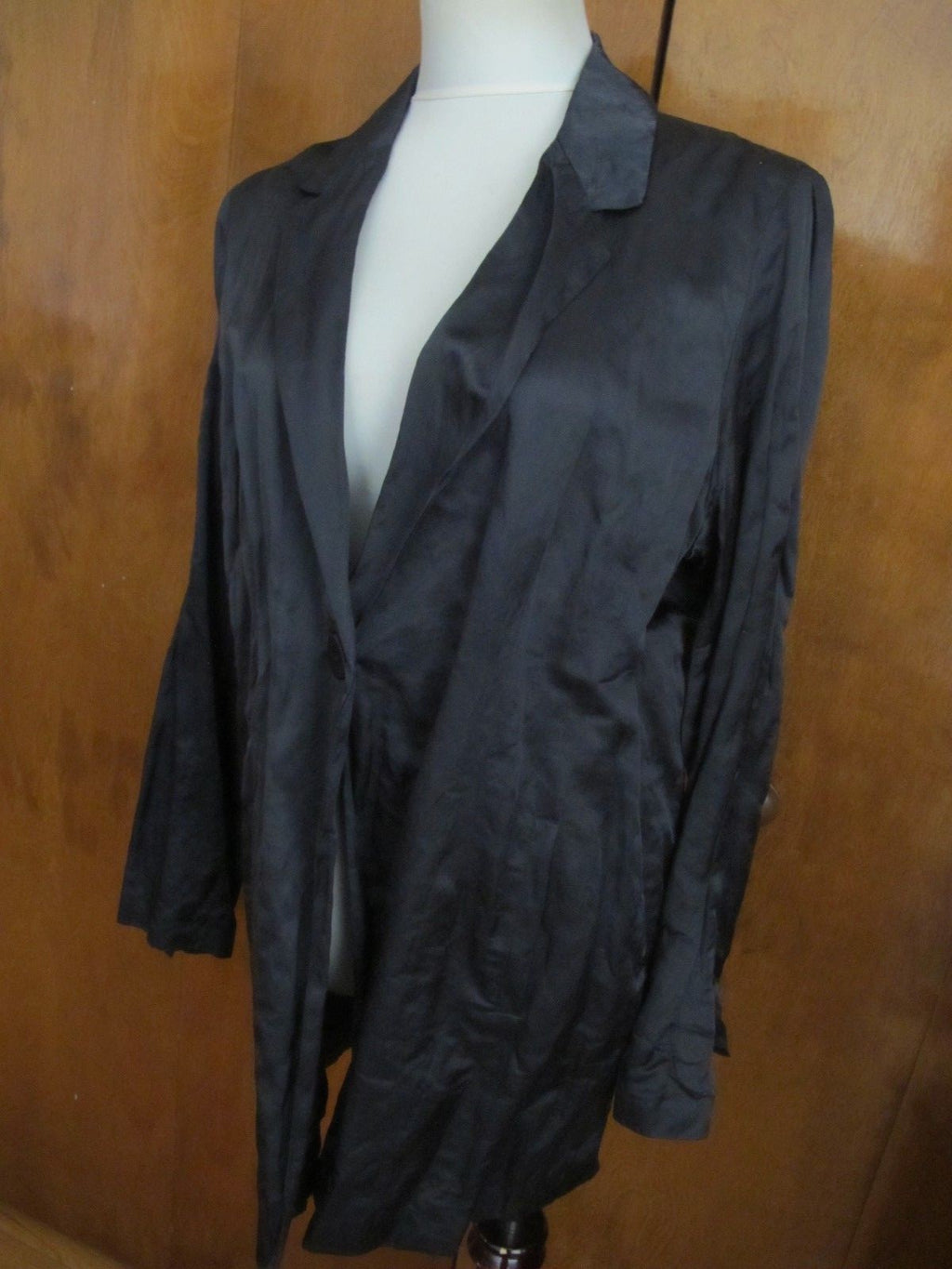 Eillen Fisher Women’s Gray Lined Satin Cotton Jacket Large New