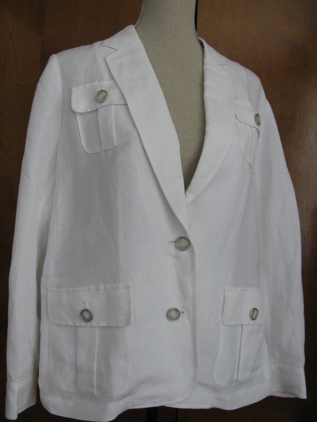 Calvin Klein women's white linen/rayon detailed blazer size 14W new