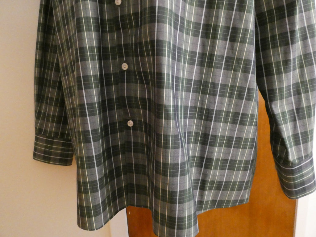 Nordstrom Men Shop Classic XXL Green Plaid Shirt Cotton Wrinkle-Free Classic Fit