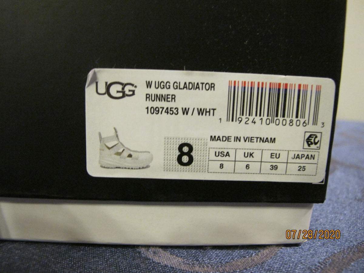 UGG women's white gladiator straps and a thick running-shoe size 8